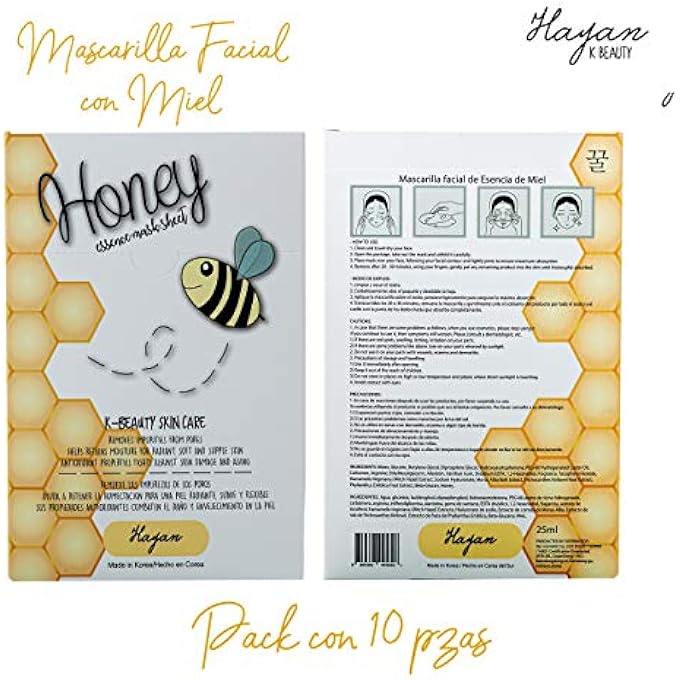 STRBOXONG HONEY SHEET MASK | K BEAUTY SKIN CARE FACE MASKS | MOISTURIZING, SOOTHING, BRIGHTENING, REFRESHING FACIAL MASK - 10 PIECES - Image 2
